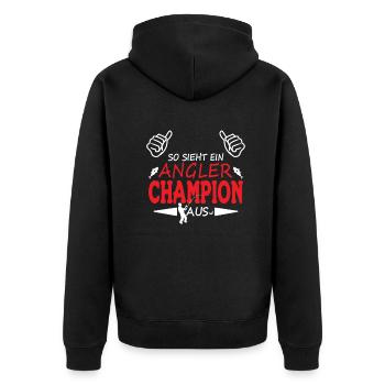 Angler Geschenkidee Hobby Angeln - Unisex Premium Bio Zip Hoodie - Schwarz - Hinten - Nico (187cm)