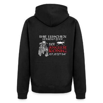 Angler Geschenkidee Hobby Angeln - Unisex Premium Bio Zip Hoodie - Schwarz - Hinten - Nico (187cm)