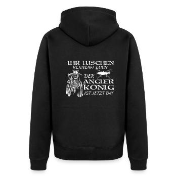 Angler Geschenkidee Hobby Angeln - Unisex Premium Bio Zip Hoodie - Schwarz - Hinten - Nico (187cm)