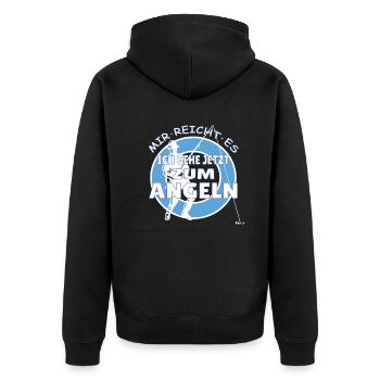 Angler Geschenkidee Hobby Angeln - Unisex Premium Bio Zip Hoodie - Schwarz - Hinten - Nico (187cm)