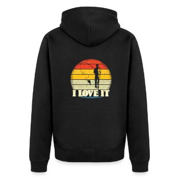 Angler Gift Idea Hobby Fishing - Unisex Premium Organic Zip Hoodie - black - Back - Nico (187cm)