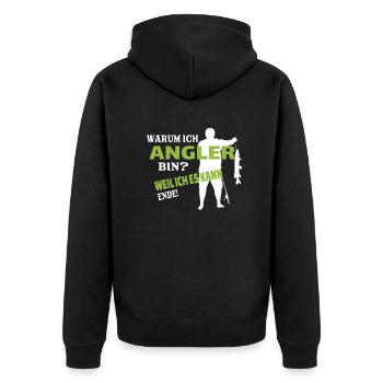 Angler Geschenkidee Hobby Angeln - Unisex Premium Bio Zip Hoodie - Schwarz - Hinten - Nico (187cm)