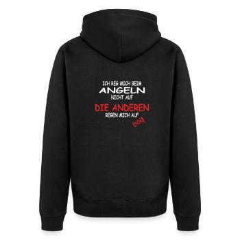 Angler Geschenkidee Hobby Angeln - Unisex Premium Bio Zip Hoodie - Schwarz - Hinten - Nico (187cm)