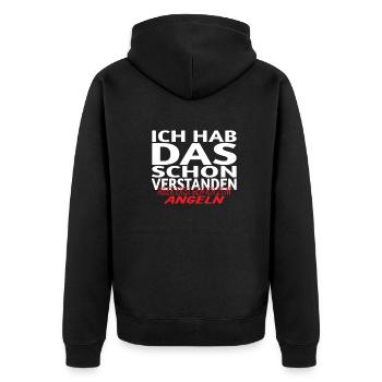 Angler Geschenkidee Hobby Angeln - Unisex Premium Bio Zip Hoodie - Schwarz - Hinten - Nico (187cm)