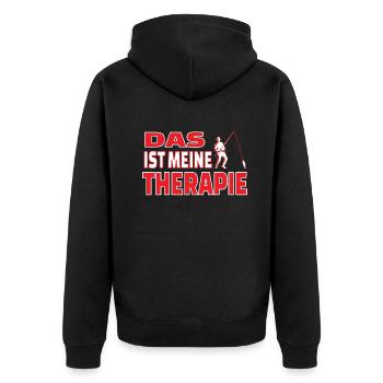 Angler Geschenkidee Hobby Angeln - Unisex Premium Bio Zip Hoodie - Schwarz - Hinten - Nico (187cm)