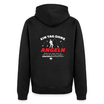 Angler Geschenkidee Hobby Angeln - Unisex Premium Bio Zip Hoodie - Schwarz - Hinten - Nico (187cm)