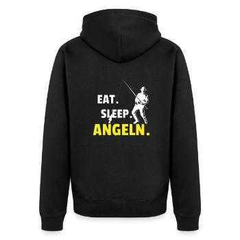 Angler Geschenkidee Hobby Angeln - Unisex Premium Bio Zip Hoodie - Schwarz - Hinten - Nico (187cm)
