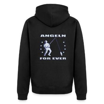 Angler Geschenkidee Hobby Angeln - Unisex Premium Bio Zip Hoodie - Schwarz - Hinten - Nico (187cm)
