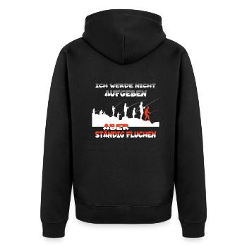 Angler Geschenkidee Hobby Angeln - Unisex Premium Bio Zip Hoodie - Schwarz - Hinten - Nico (187cm)