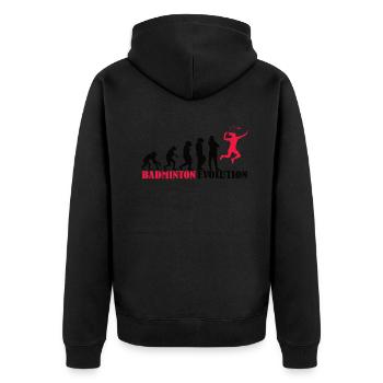 Badminton Spieler Geschenkidee Design - Unisex Premium Bio Zip Hoodie - Schwarz - Hinten - Nico (187cm)