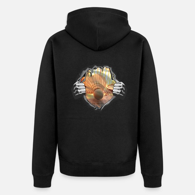 Badminton Spieler Geschenkidee Design - Unisex Premium Bio Zip Hoodie - Schwarz