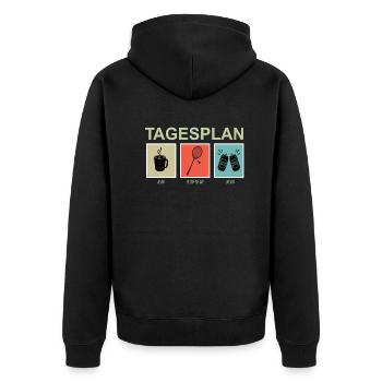 Badminton Geschenkidee Sport Design - Unisex Premium Bio Zip Hoodie - Schwarz - Hinten - Nico (187cm)