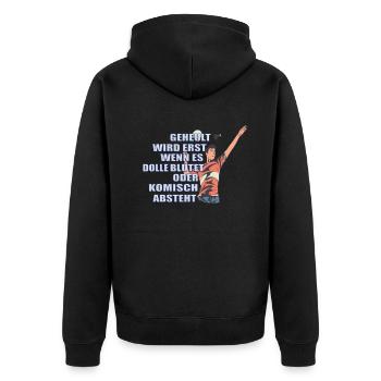 Badminton Geschenkidee Sport Design - Unisex Premium Bio Zip Hoodie - Schwarz - Hinten - Nico (187cm)