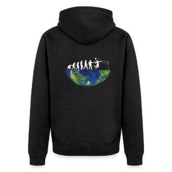Badminton Geschenkidee Sport Design - Unisex Premium Bio Zip Hoodie - Schwarz - Hinten - Nico (187cm)