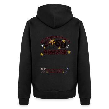 Badminton Geschenkidee Sport Design - Unisex Premium Bio Zip Hoodie - Schwarz - Hinten - Nico (187cm)