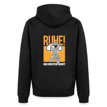 Basketball Geschenkidee Sport Design - Unisex Premium Bio Zip Hoodie - Schwarz - Hinten - Nico (187cm)