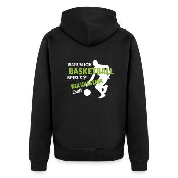 Basketball Geschenkidee Sport Design - Unisex Premium Bio Zip Hoodie - Schwarz - Hinten - Nico (187cm)