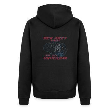 Basketball Geschenkidee Sport Design - Unisex Premium Bio Zip Hoodie - Schwarz - Hinten - Nico (187cm)