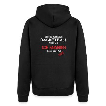 Basketball Geschenkidee Sport Design - Unisex Premium Bio Zip Hoodie - Schwarz - Hinten - Nico (187cm)