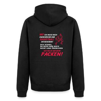Basketball Geschenkidee Sport Design - Unisex Premium Bio Zip Hoodie - Schwarz - Hinten - Nico (187cm)