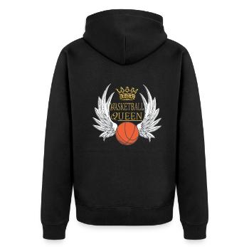 Basketball Geschenkidee Sport Design - Unisex Premium Bio Zip Hoodie - Schwarz - Hinten - Nico (187cm)