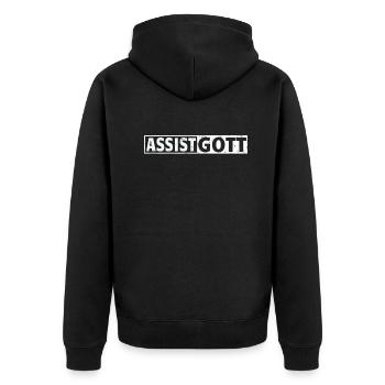 Basketball Geschenkidee Sport Design - Unisex Premium Bio Zip Hoodie - Schwarz - Hinten - Nico (187cm)