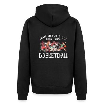 Basketball Geschenkidee Sport Design - Unisex Premium Bio Zip Hoodie - Schwarz - Hinten - Nico (187cm)