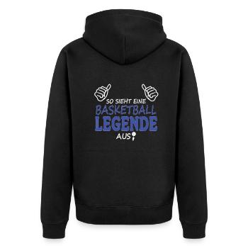 Basketball Geschenkidee Sport Design - Unisex Premium Bio Zip Hoodie - Schwarz - Hinten - Nico (187cm)