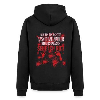 Basketball Geschenkidee Sport Design - Unisex Premium Bio Zip Hoodie - Schwarz - Hinten - Nico (187cm)