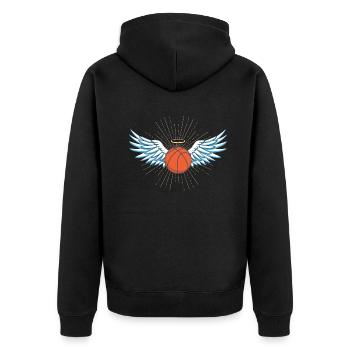 Basketball Geschenkidee Sport Design - Unisex Premium Bio Zip Hoodie - Schwarz - Hinten - Nico (187cm)