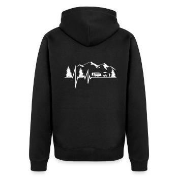 Camper Geschenkidee Camping - Unisex Premium Bio Zip Hoodie - Schwarz - Hinten - Nico (187cm)
