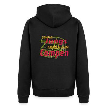 Camper Geschenkidee Camping - Unisex Premium Bio Zip Hoodie - Schwarz - Hinten - Nico (187cm)