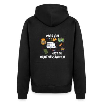 Camper Geschenkidee Camping - Unisex Premium Bio Zip Hoodie - Schwarz - Hinten - Nico (187cm)
