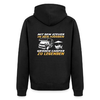 Camper Gift Idea Camping - Unisex Premium Organic Zip Hoodie - black - Back - Nico (187cm)