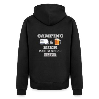 Camper Geschenkidee Camping - Unisex Premium Bio Zip Hoodie - Schwarz - Hinten - Nico (187cm)