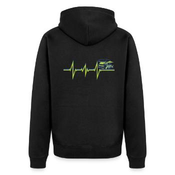 Camper Geschenkidee Camping - Unisex Premium Bio Zip Hoodie - Schwarz - Hinten - Nico (187cm)