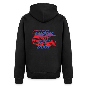 Camper Geschenkidee Camping - Unisex Premium Bio Zip Hoodie - Schwarz - Hinten - Nico (187cm)