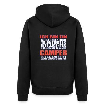 Camper Geschenkidee Camping - Unisex Premium Bio Zip Hoodie - Schwarz - Hinten - Nico (187cm)