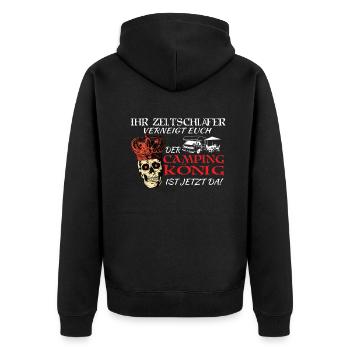 Camper Geschenkidee Camping - Unisex Premium Bio Zip Hoodie - Schwarz - Hinten - Nico (187cm)