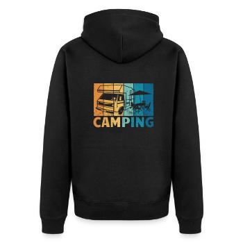 Camper Geschenkidee Camping - Unisex Premium Bio Zip Hoodie - Schwarz - Hinten - Nico (187cm)