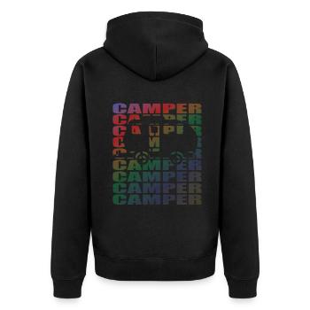 Camper Geschenkidee Camping - Unisex Premium Bio Zip Hoodie - Schwarz - Hinten - Nico (187cm)