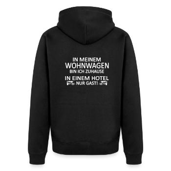 Camper Geschenkidee Camping - Unisex Premium Bio Zip Hoodie - Schwarz - Hinten - Nico (187cm)