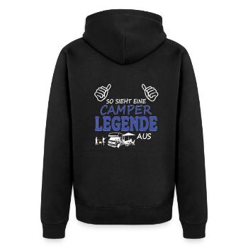 Camper Geschenkidee Camping - Unisex Premium Bio Zip Hoodie - Schwarz - Hinten - Nico (187cm)