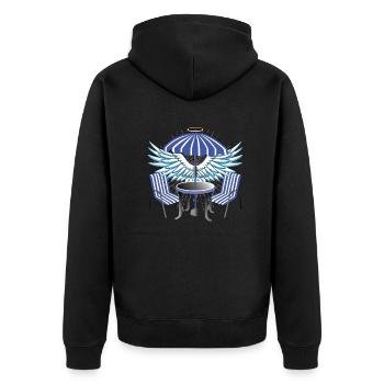 Camper Geschenkidee Camping - Unisex Premium Bio Zip Hoodie - Schwarz - Hinten - Nico (187cm)