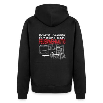 Camper Geschenkidee Camping - Unisex Premium Bio Zip Hoodie - Schwarz - Hinten - Nico (187cm)