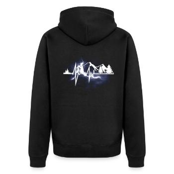 Hiking Accessories Wanderer Motif - Unisex Premium Organic Zip Hoodie - black - Back - Nico (187cm)