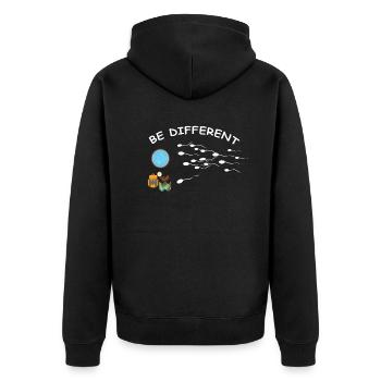 Hiking Accessories Wanderer Motif - Unisex Premium Organic Zip Hoodie - black - Back - Nico (187cm)