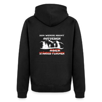 Wandern Zubehör Wanderer Motiv - Unisex Premium Bio Zip Hoodie - Schwarz - Hinten - Nico (187cm)