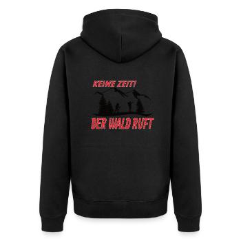 Wandern Zubehör Wanderer Motiv - Unisex Premium Bio Zip Hoodie - Schwarz - Hinten - Nico (187cm)