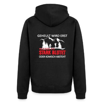 Wandern Zubehör Wanderer Motiv - Unisex Premium Bio Zip Hoodie - Schwarz - Hinten - Nico (187cm)